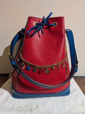 Authentic Louis Vuitton Red and Blue  Epi Noe Vintage Bag